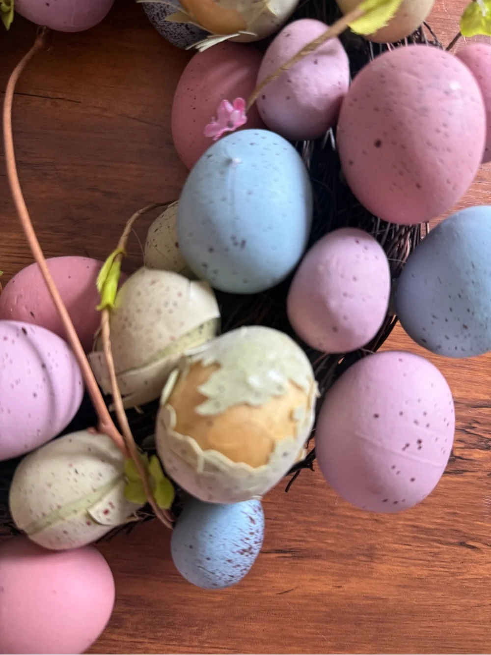 Pastel Easter Egg Wreath - Spring Door Decor in Pink, Blue, Green, Cream, Yellow